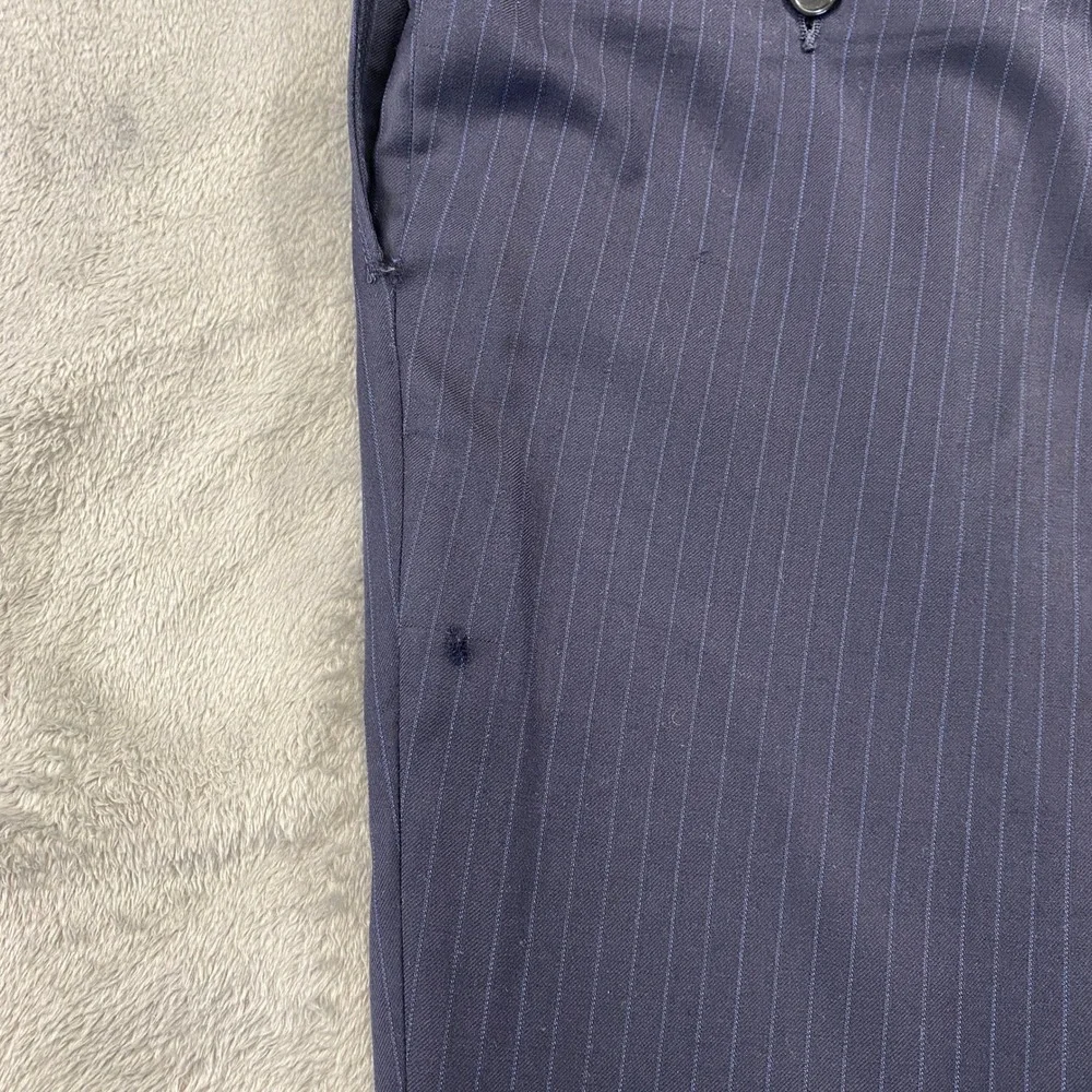 Jos. A. Bank Suit Mens 46R 40W Navy‎ Pinstripe Signature Gold 150s Wool *FLAW*